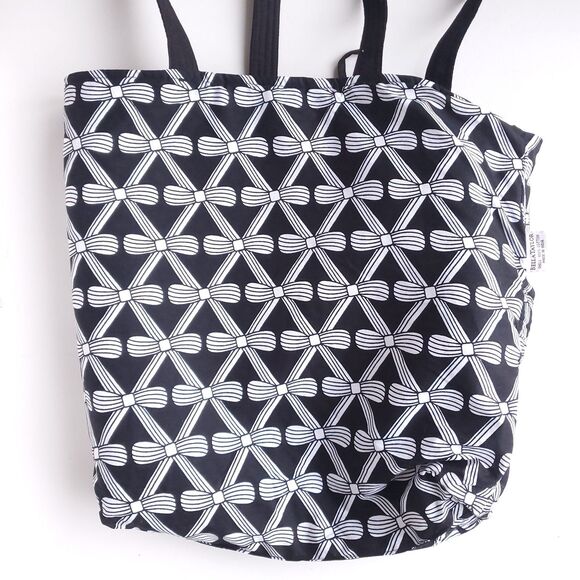 Bella Taylor Tote Shoulder Bag Black White 100% Cotton Double Handle Cross Charm - Picture 8 of 12